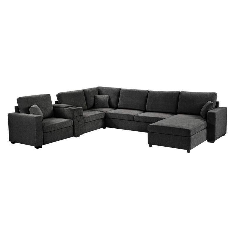 Guftem Modern 5‑Seat U‑Shaped Chenille Sectional Sofa image number 0