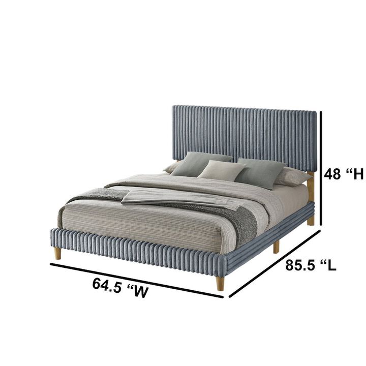Best Quality Furniture Queen size panel bed with wooden legs in Gray color