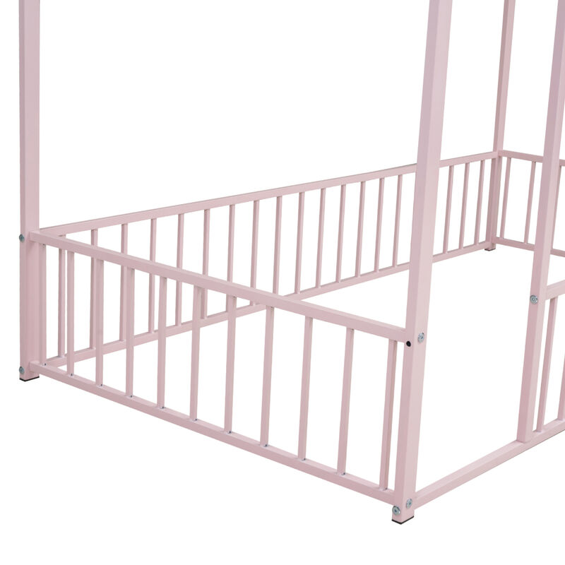 Merax Metal Bed House Bed Frame with Fence image number 6