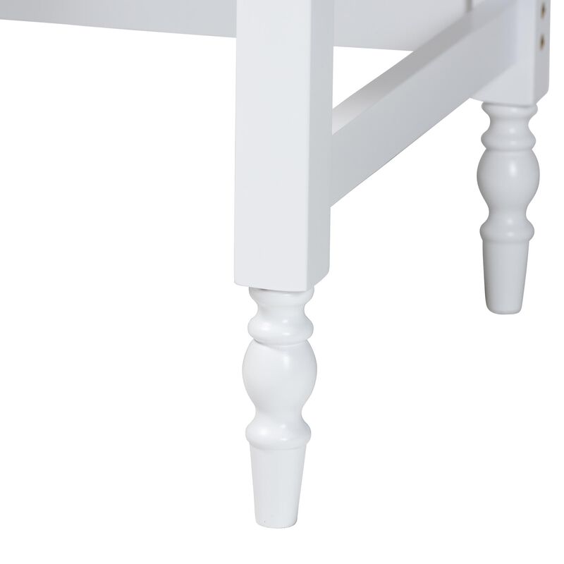 Baxton Studio Roni Writing Desk with Drawers - Modern Cottage Style Desk with Scalloped Detailing for Home Office or Vanity, White image number 7