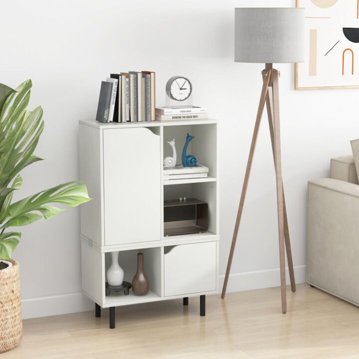 Hivvago Stackable Bookcase with Adjustable Shelf and Cubes