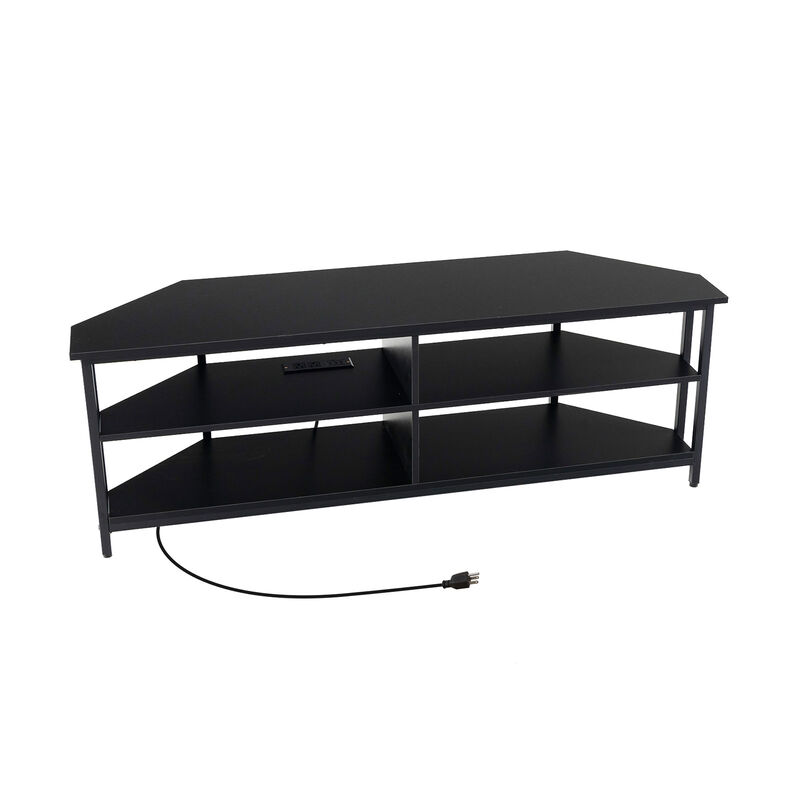 3-Tier Corner TV Stand for TVs up to 65 Inches with Charging Station