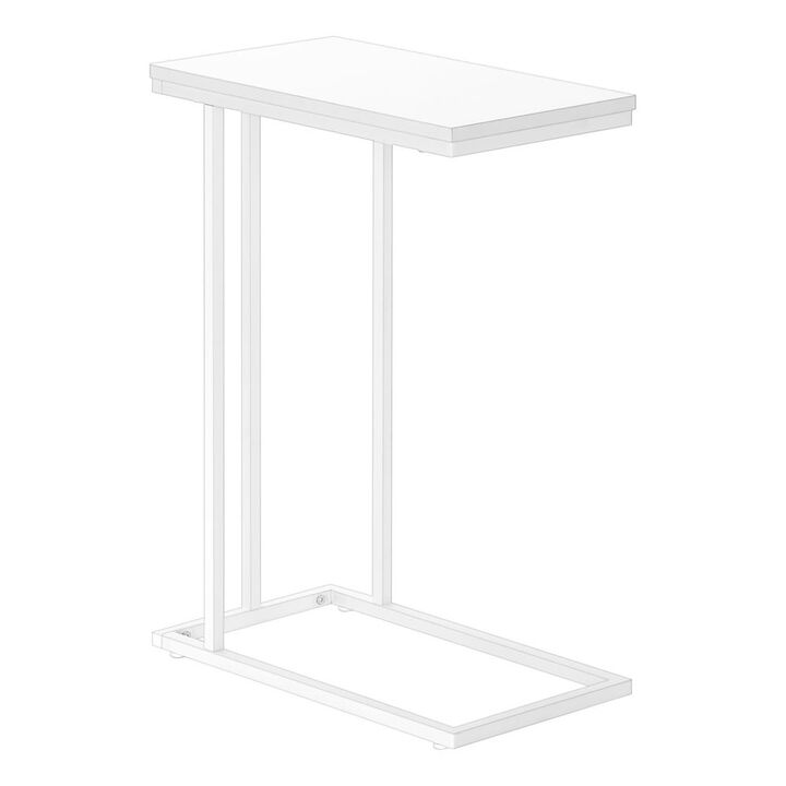 Accent Table, C-shaped, End, Side, Snack, Living Room, Bedroom, White Laminate,