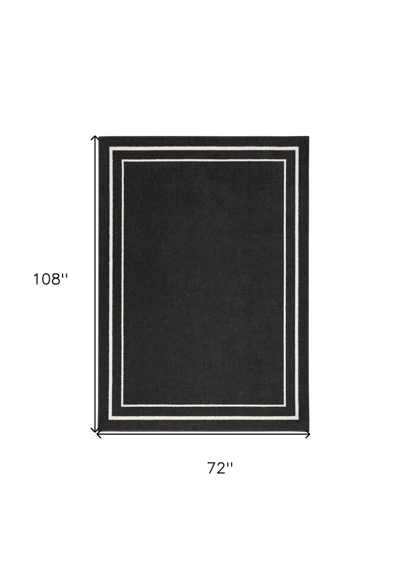 HomeRoots 6' X 9' Black And Ivory Indoor Outdoor Area Rug image number 5
