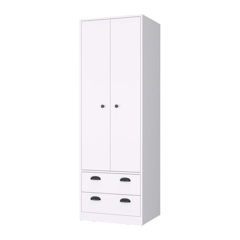 Westminster 2-Door 2-Drawer Armoire with Hanging Rod White