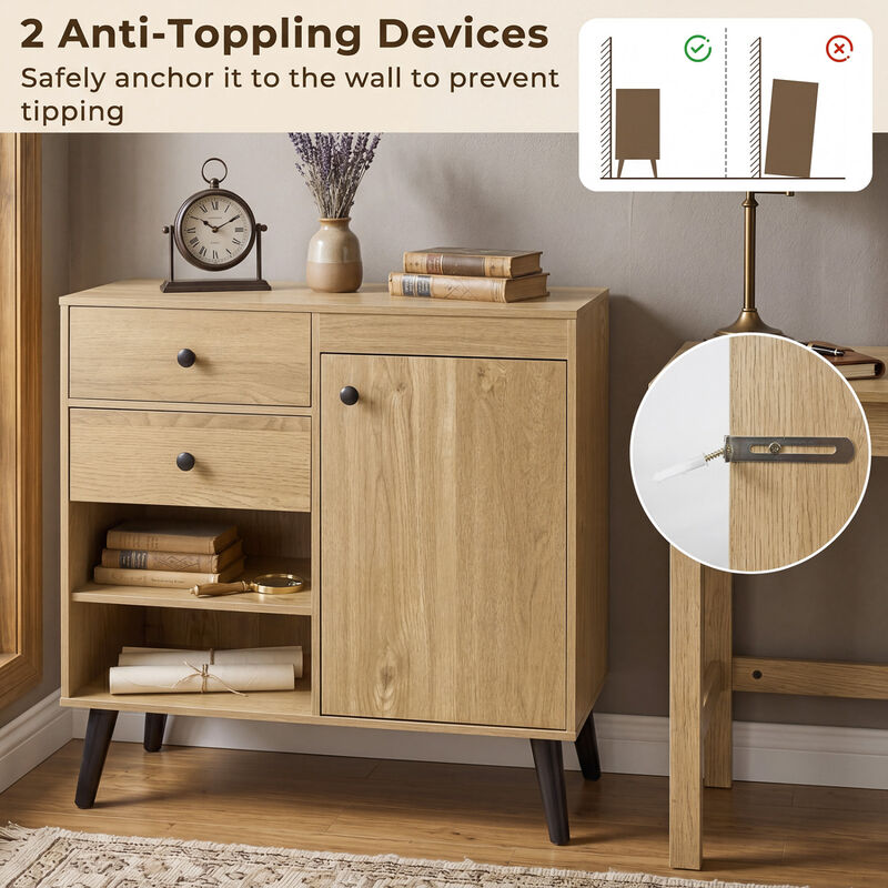 Set of 2 Kitchen Buffet Cabinets with Drawers and Open Storage image number 6