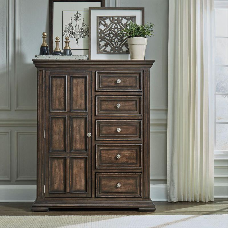 Liberty Furniture Big Valley Door Chest in Brownstone w/ Heavy Distressing image number 4
