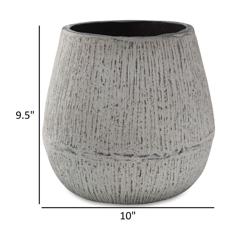 Mony 10 Inch Tabletop Decorative Flower Vase, Home Accessory, White Brown - Benzara