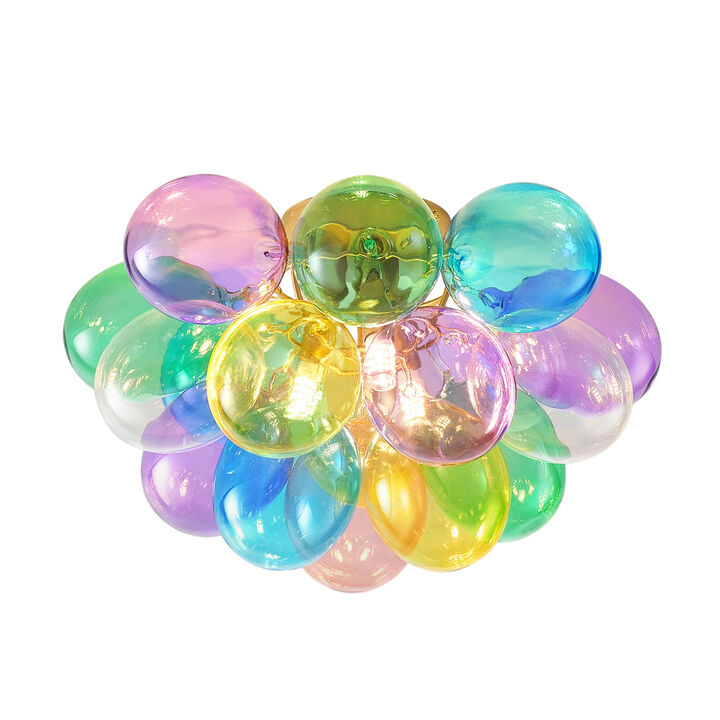 ELEMENT ACE Modern 3-Light Swirled Glass Bubble Flush Mount Ceiling Light Fixture, Compact Space-Saving Decorative Lighting for Bedroom, Nursery, Dining Room, Playroom