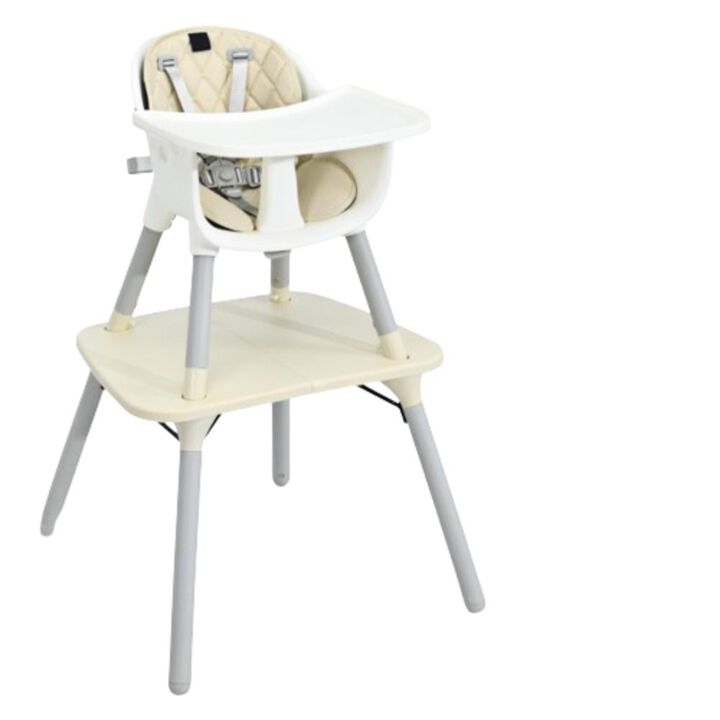 Hivvago 4-in-1 Baby Convertible Toddler Table Chair Set with PU Cushion