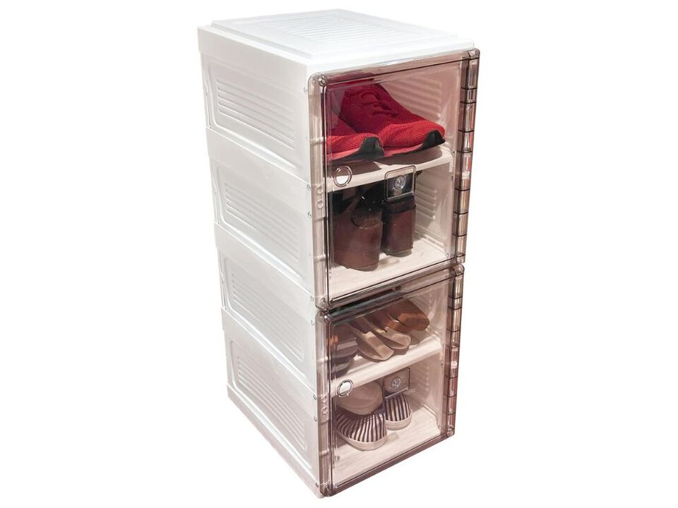 Entryway Shoe Rack Closet Storage 4 Collapsible Stackable Shelves