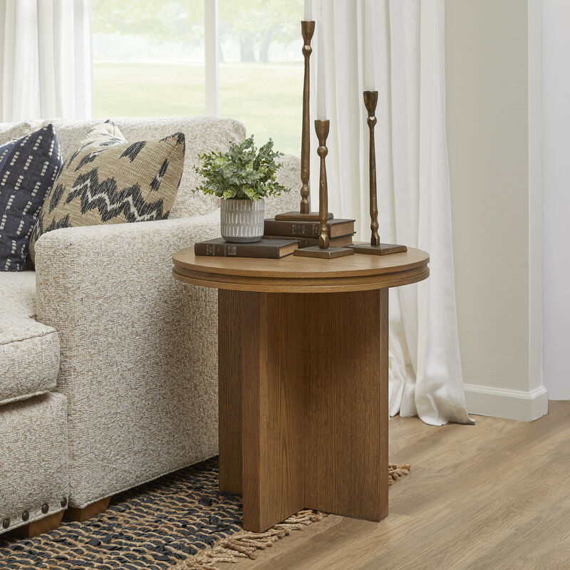 Waterfall Brown Round End Table