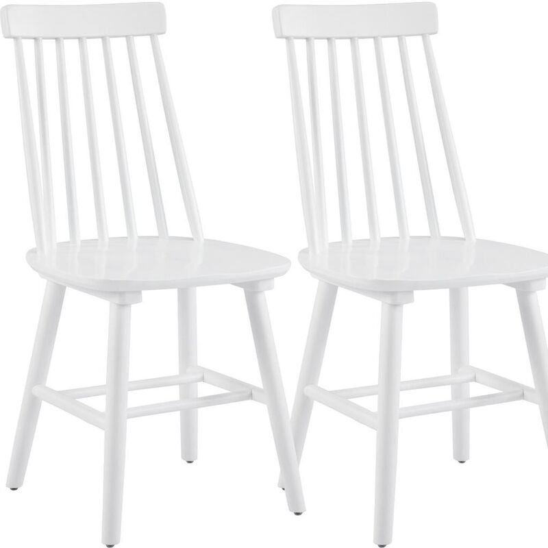 HomeRoots Set of Two White Solid Wood Windsor Back Dining Side Chairs image number 2