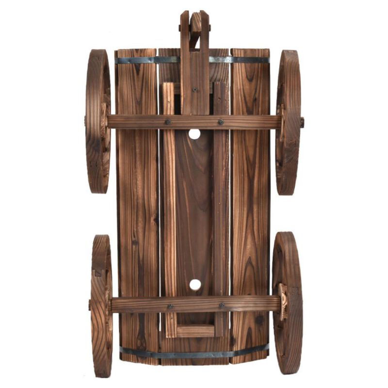 Hivvago Wood Wagon Planter Pot Stand with Wheels