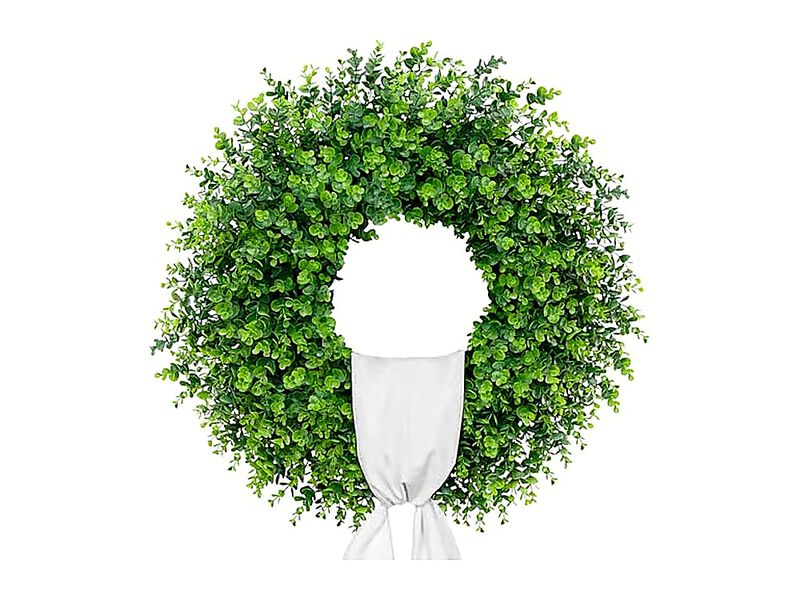 28 Large Boxwood Wreaths Front Door Artificial Green Spring Wreath Sash Greenery image number 0
