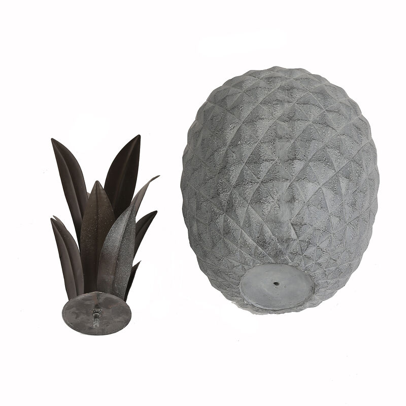 LuxenHome Gray MgO Pineapple Outdoor Statue