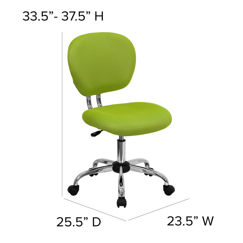 Beverly Mid-Back Apple Green Mesh Padded Swivel Task Office Chair with Chrome Base image number 4