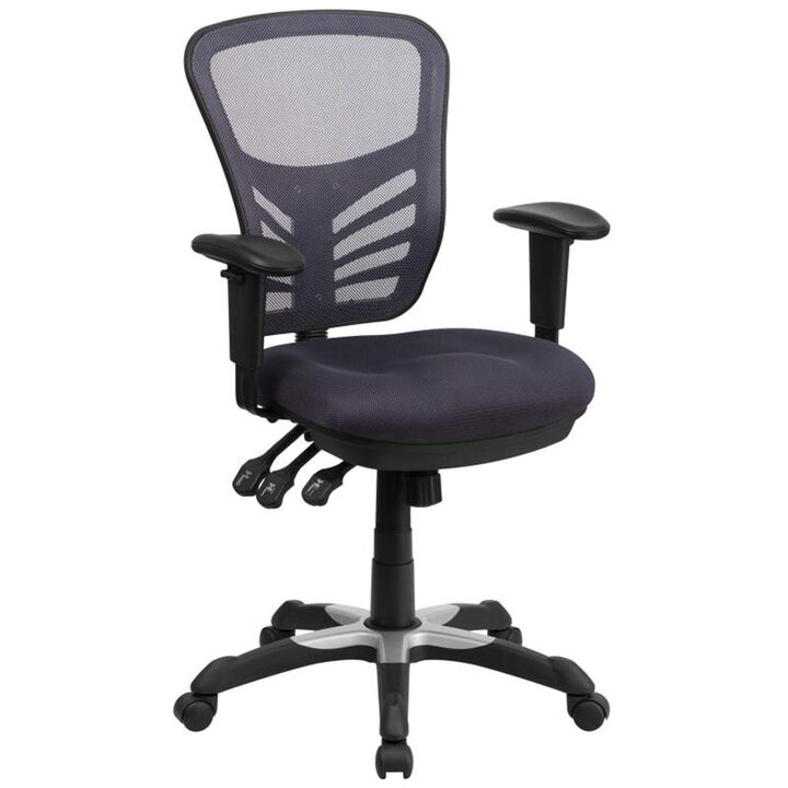 Nicholas Mid-Back Dark Gray Mesh Multifunction Executive Swivel Ergonomic Office Chair with Adjustable Arms