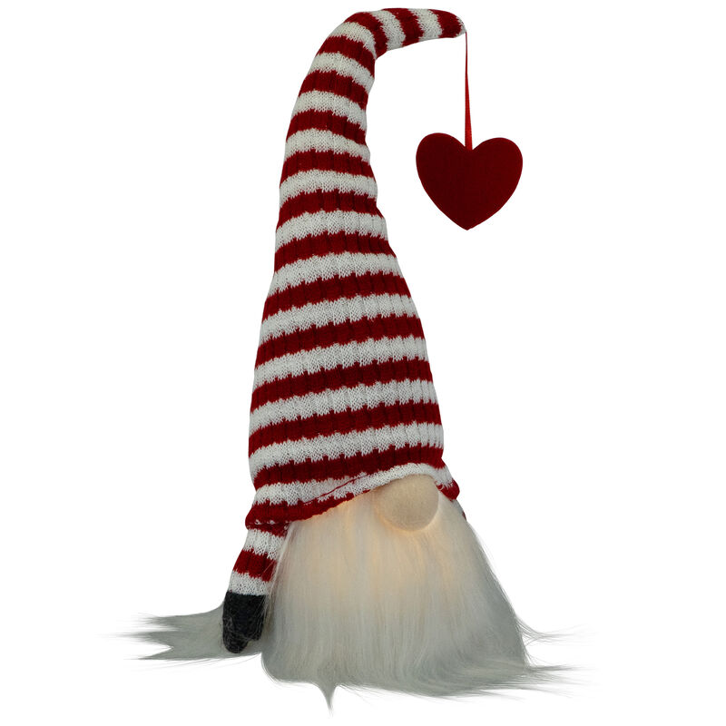 LED Lighted Striped Hat with Heart Valentine's Day Gnome - 12.5" image number 4