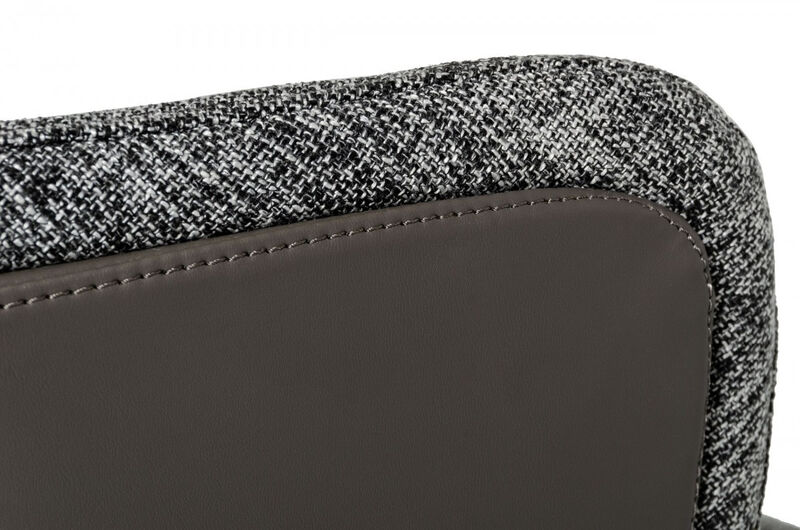 Wingback Dining Arm Chair with Mixed Fabric and Faux Leather Upholstery