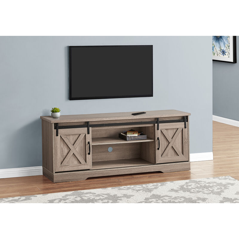 Monarch Specialties I 2746 Tv Stand, 60 Inch, Console, Media Entertainment Center, Storage Cabinet, Living Room, Bedroom, Laminate, Brown, Transitional