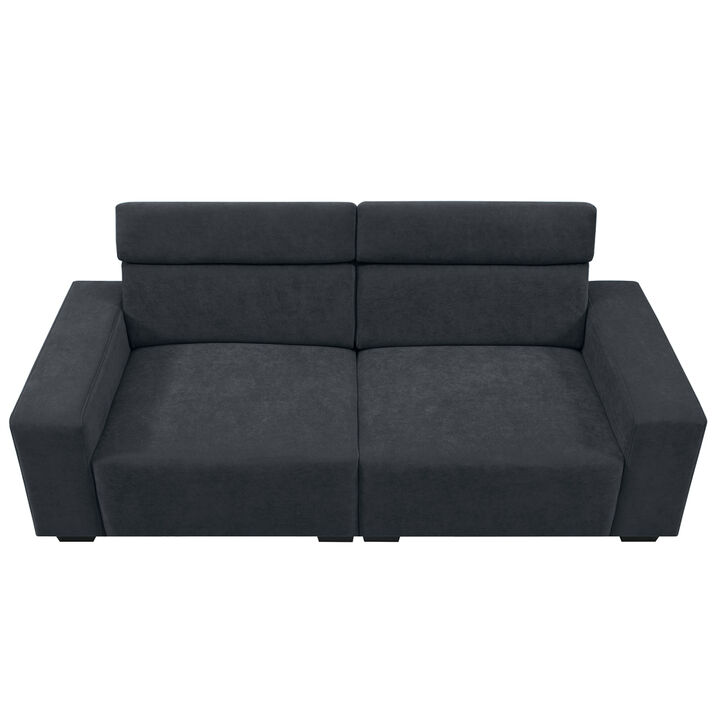 87x34.2" 2-Seater Sectional Sofa Couch with Multi-Angle Adjustable Headrest, Spacious and Comfortable Velvet Loveseat for Living Room,Studios, Salon,3 Colors