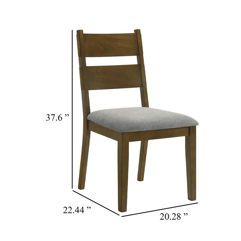 Lyoi Dining Chair Set of 2, Gray Padded Fabric Seat, Brown Wood Legs image number 5