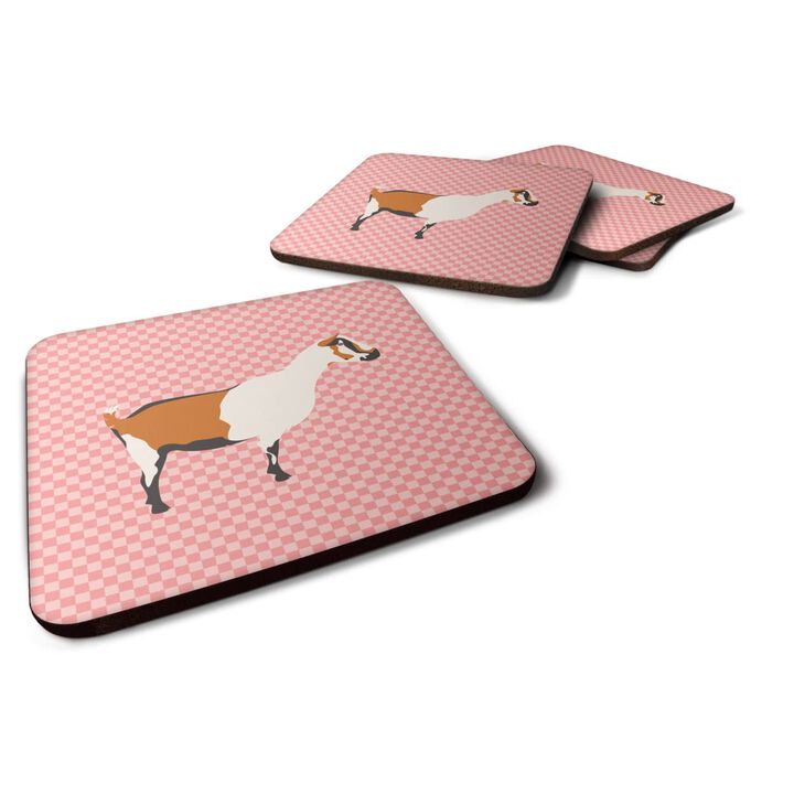 Caroline's Treasures Alpine Goat Pink Check Decorative coasters, 3.5, Multicolor
