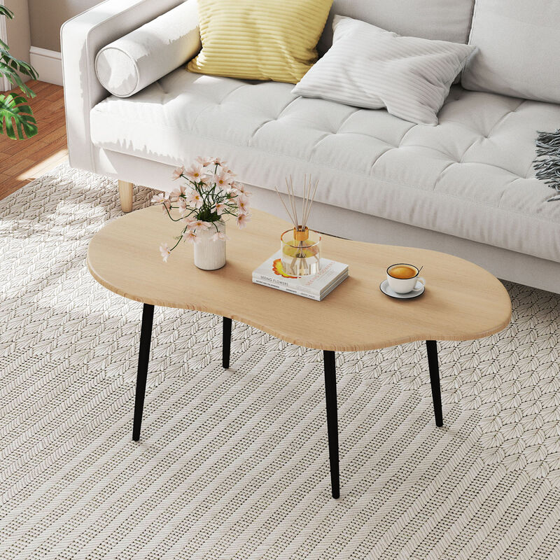 Unique Cloud Shape Coffee Table for Living Room with Metal Support Legs image number 1