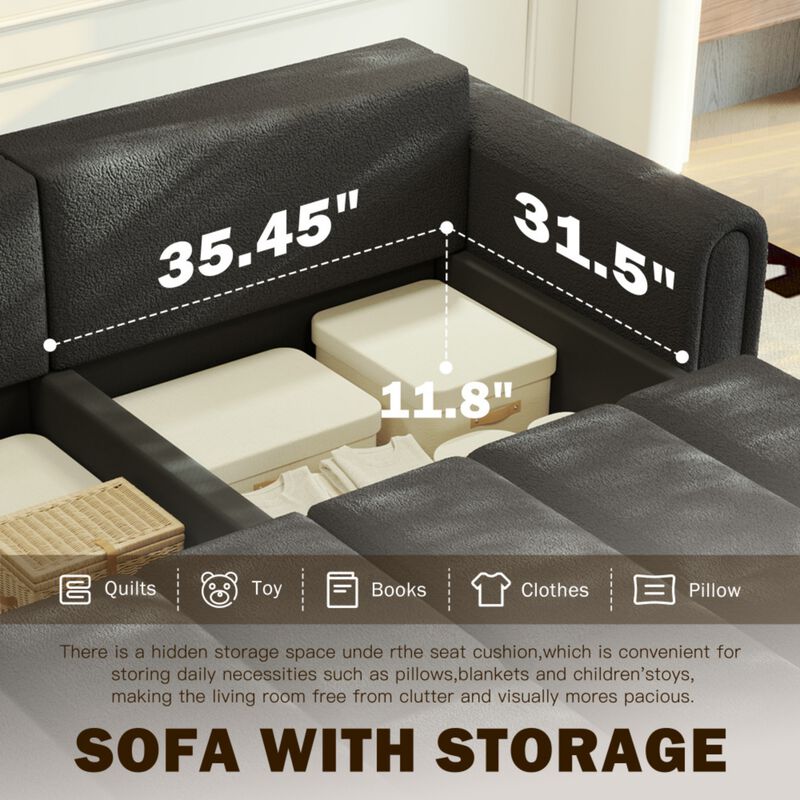Rerjeb Teddy 3-in-1 Convertible Sleeper Sofa Bed image number 4