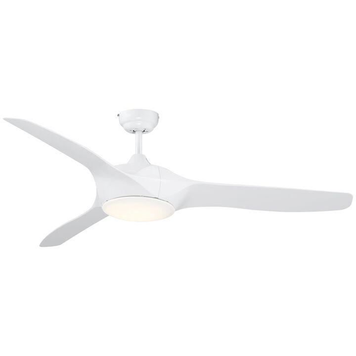 White Modern Lighting: Ceiling Fan with LED Light and Remote with Remote Controller