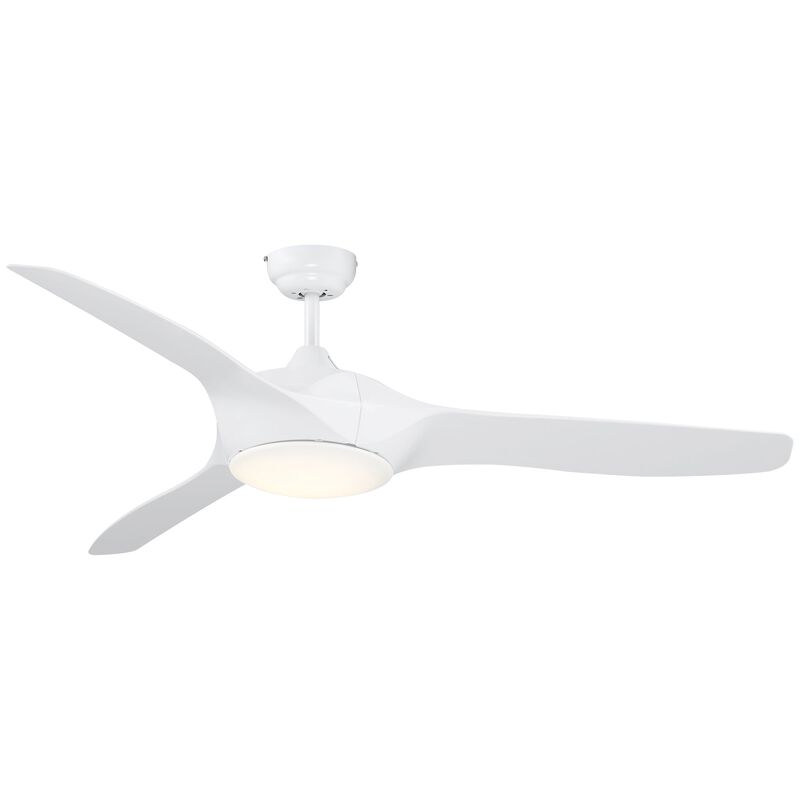 White Modern Lighting: Ceiling Fan with LED Light and Remote with Remote Controller
