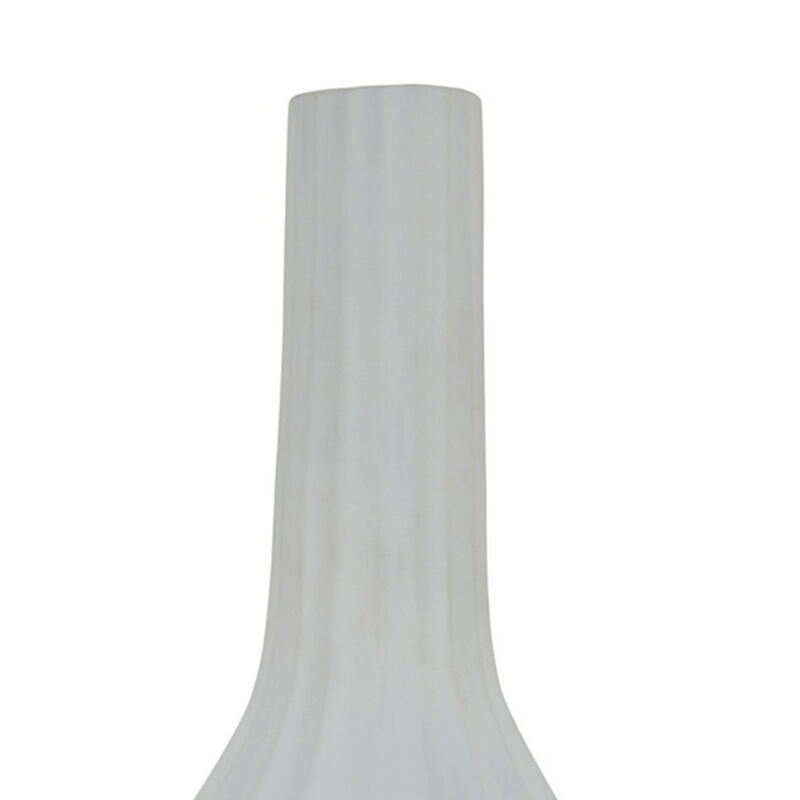 Rizie Vase with Ribbed Texture, 41 Inch Contemporary White Polyresin
