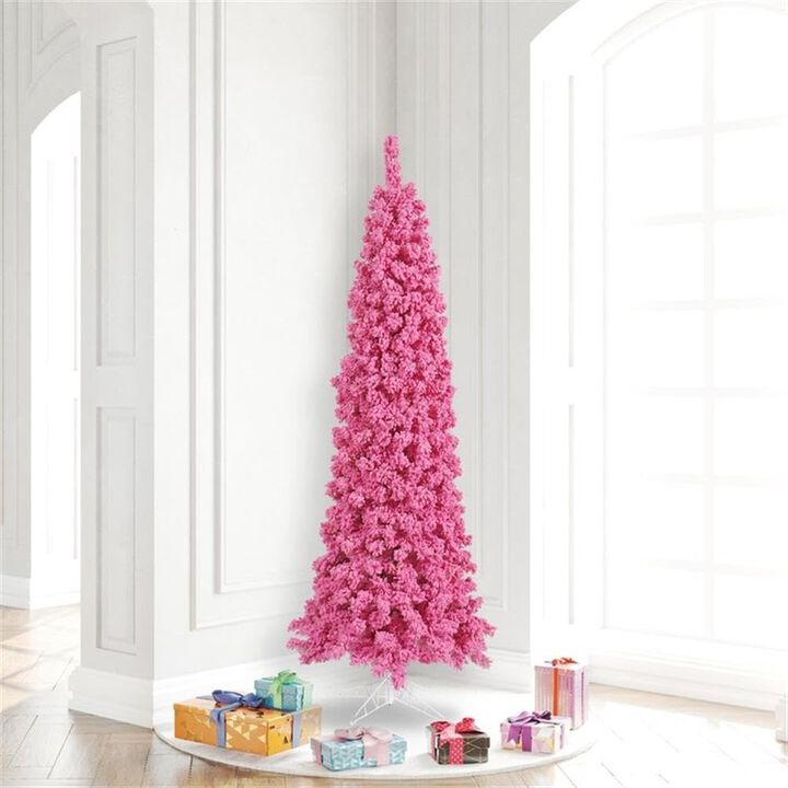 Vickerman Flocked Pink Pencil Fir 555T -