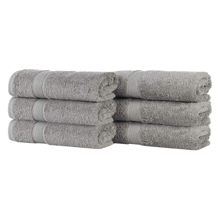 Medium Weight Organic Cotton Hand Towel Set of 6, Solid Soft Absorbent Towels for Home Use