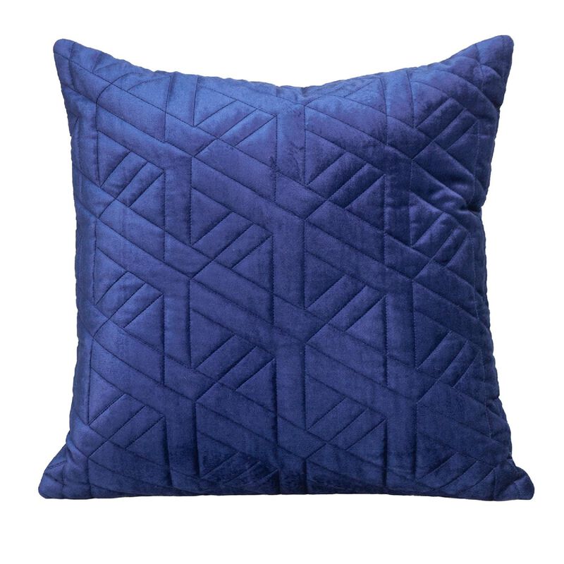 20" Solid Blue Quilted Retro Square Throw Pillow