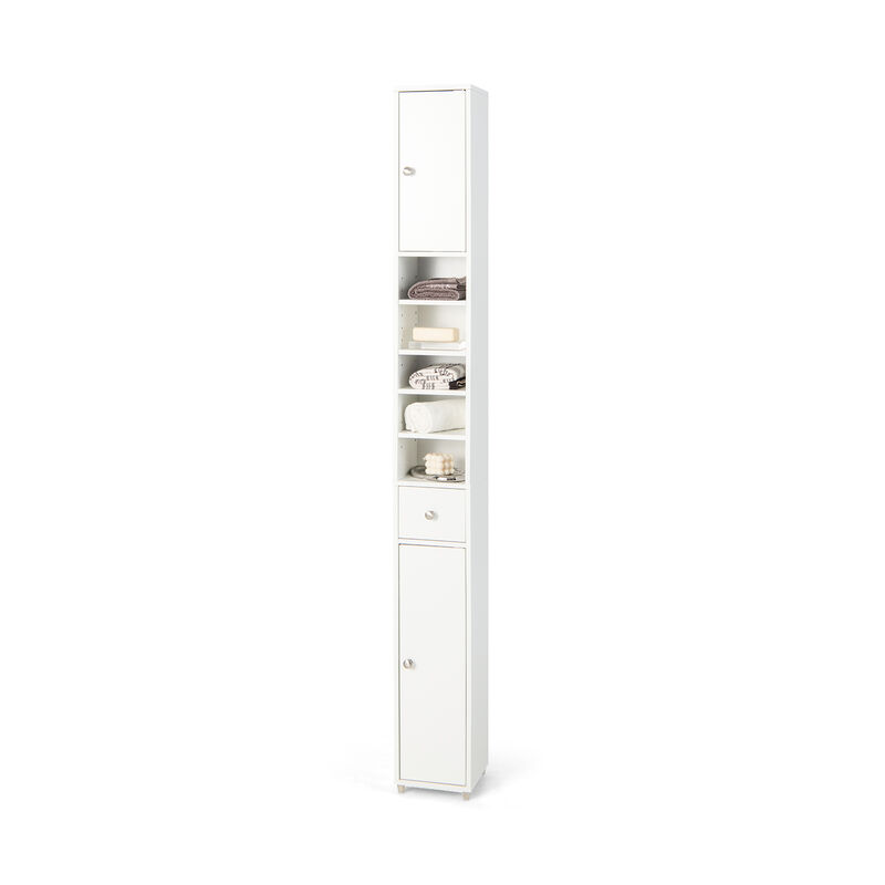 Freestanding Slim Bathroom Cabinet with Drawer and Adjustable Shelves