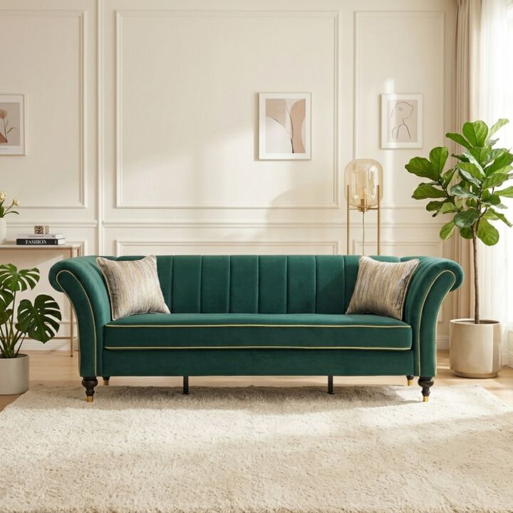 Nixbix Velvet 3‑Seater Chesterfield Sofa