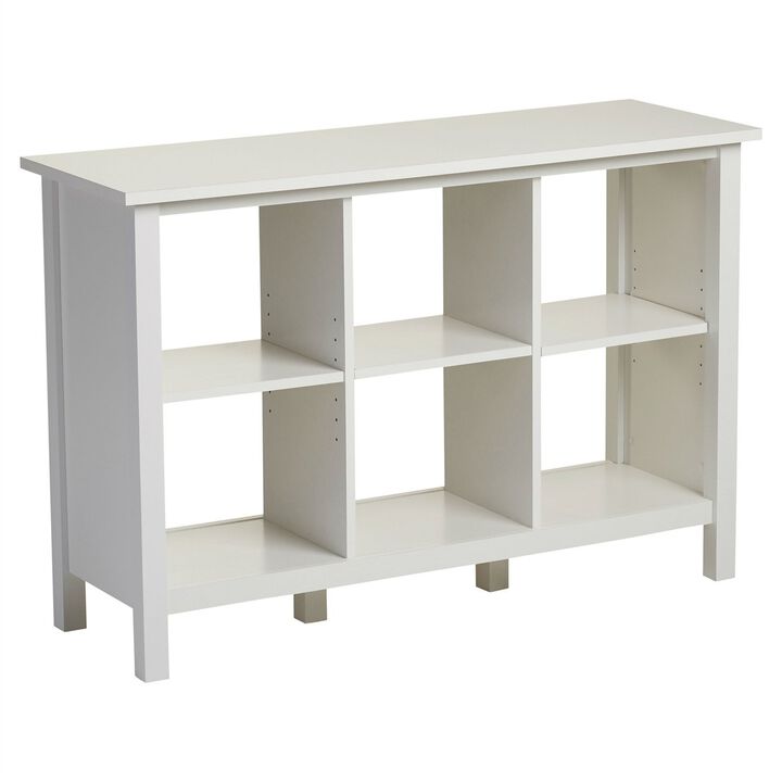 QuikFurn Adjustable Shelf 6-Cube Bookcase Storage Unit Sideboard in White