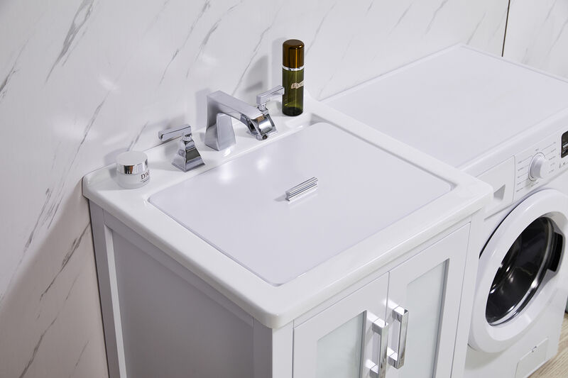 Stufurhome Rhodes 24 in. x 34 in. Engineered Wood Laundry Sink with a Basket Included