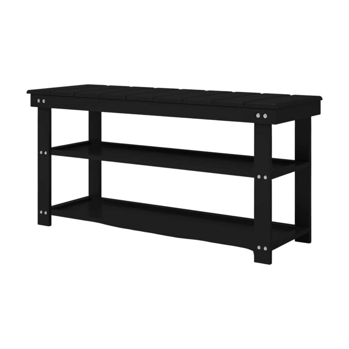 Wooden 2-Shelf Shoe Rack Storage Bench for Entryway or Closet