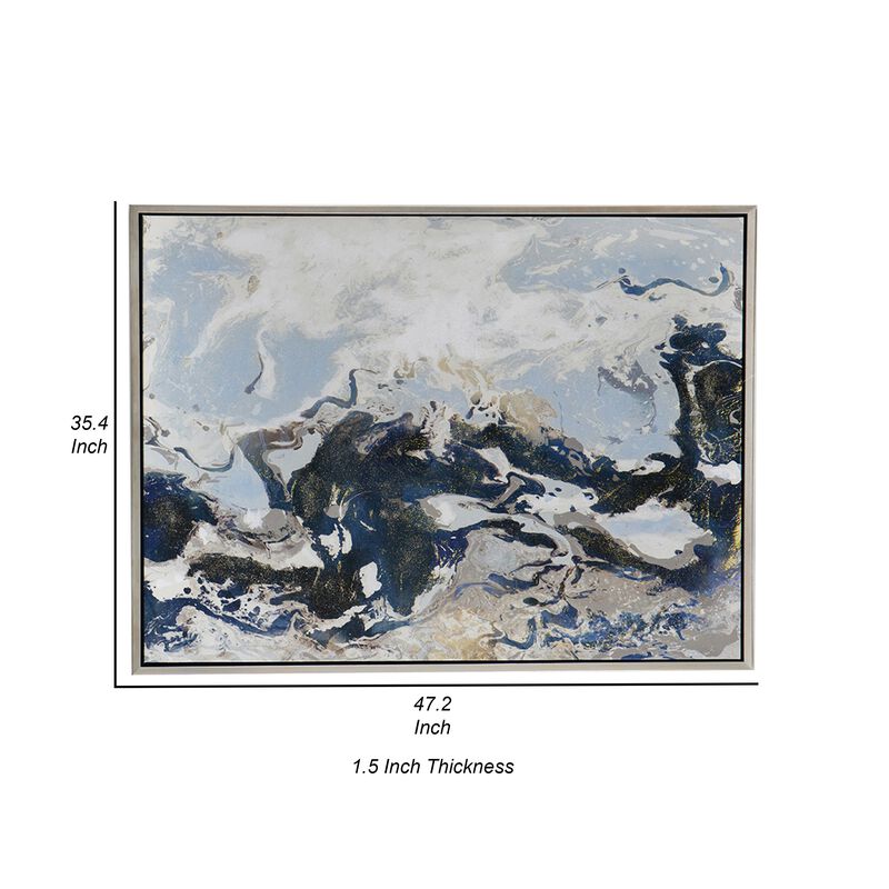 36 x 47 Framed Handpainted Wall Art, Rectangular Multicolor Cerulean Seas image number 5