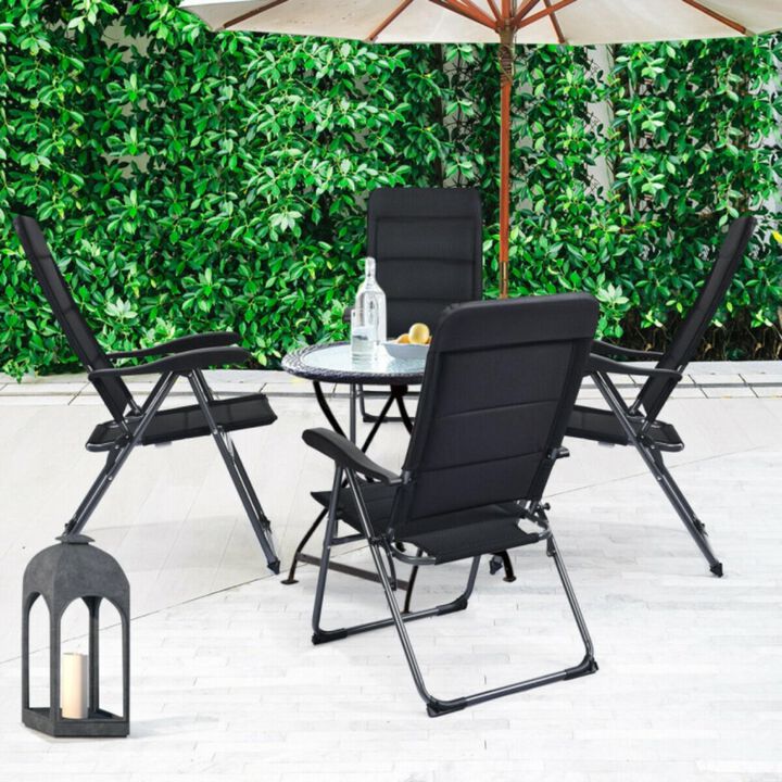 Hivvago Set of 4 Patio Folding Chairs with Adjustable Backrest-Black