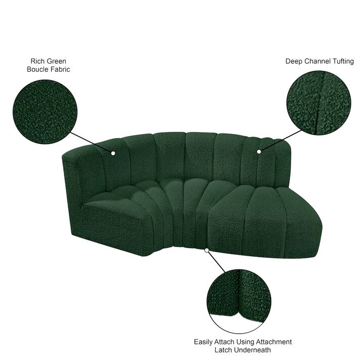 Meridian Furniture Arc Green Boucle Fabric Modular Sofa