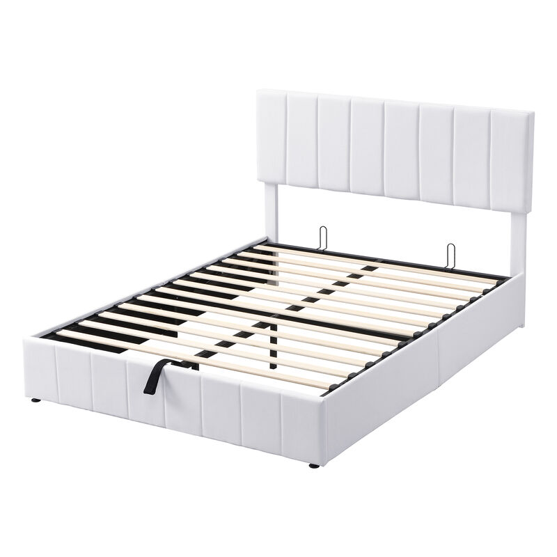 Whisen Modern Style Queen Size Upholstered Platform Bed with Hydraulic Storage System
