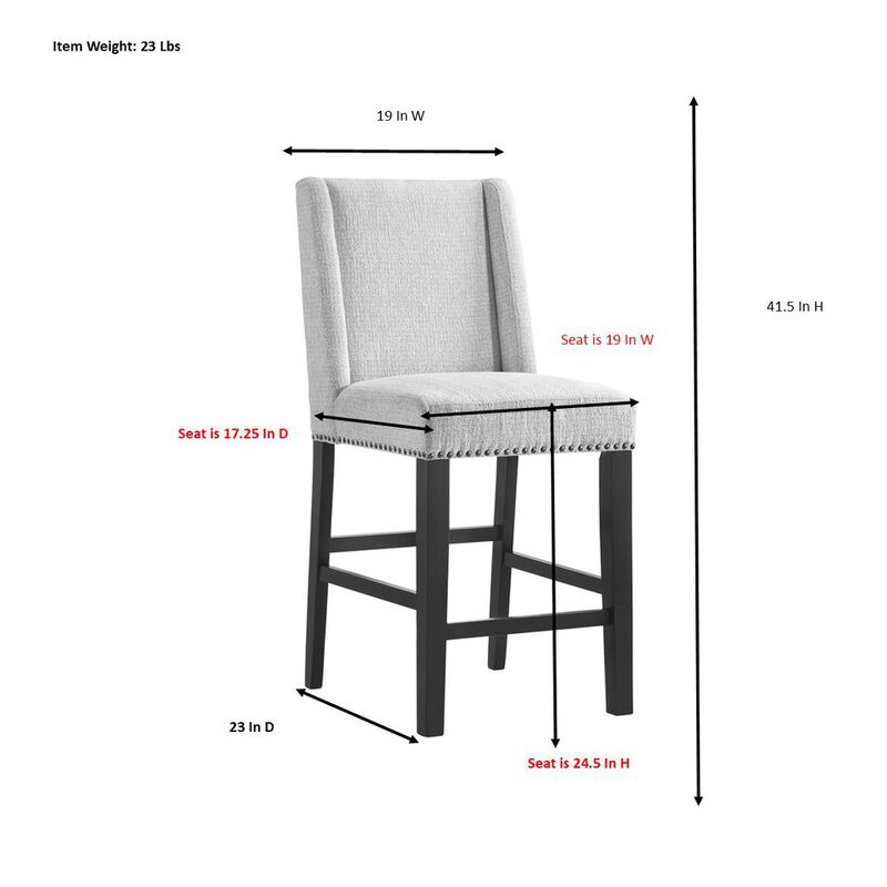 Carolina Living Upholstered 24 Counter Stool - Set of 2 - Espresso - Charcoal Upholstery