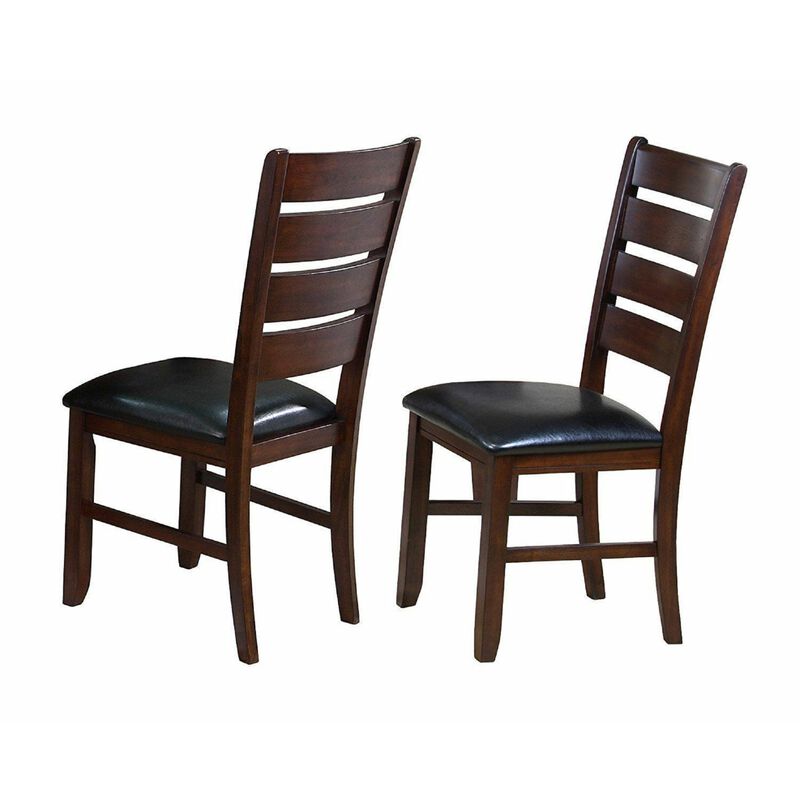 Contemporary Dining Chairs Set of 2  Solid Wood Faux Leather Cushion Side Chairs Kitchen Dining Room Furniture image number 2
