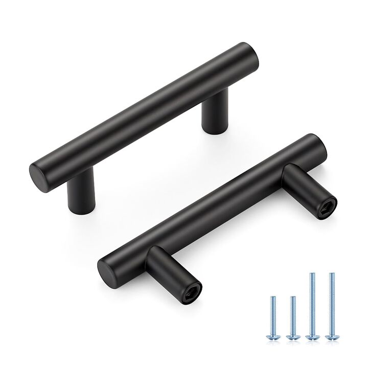 HOME EDIT Matte Black Cabinet Handles 2-1/2 Inch Hole Spacing, Stainless Steel Drawer Pulls for Cabinets, Kitchen, Bathroom, Dre