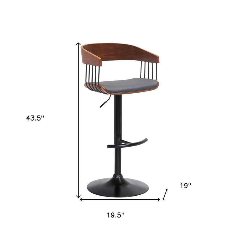 HomeRoots Faux Leather and Metal Adjustable Bar Stool with Full Back image number 6