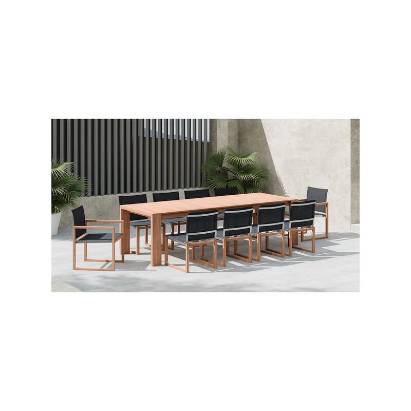 Meridian Furniture Tulum Black Water Resistant Fabric Outdoor Patio Dining Side Chair